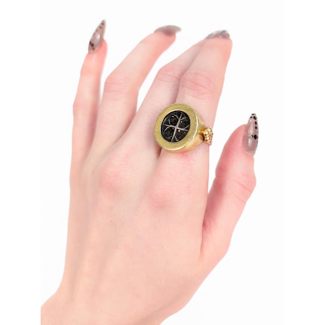 Retro 18k Signet Ring With an Ancient Athenian Drachma Coin For Sale - Image 4 of 15