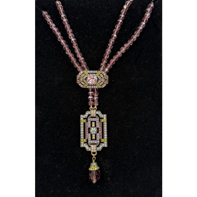 2000 - 2009 Heidi Daus Art Deco Lavender Swarovski Crystal Signed Necklace New W/ Box Retired For Sale - Image 5 of 12