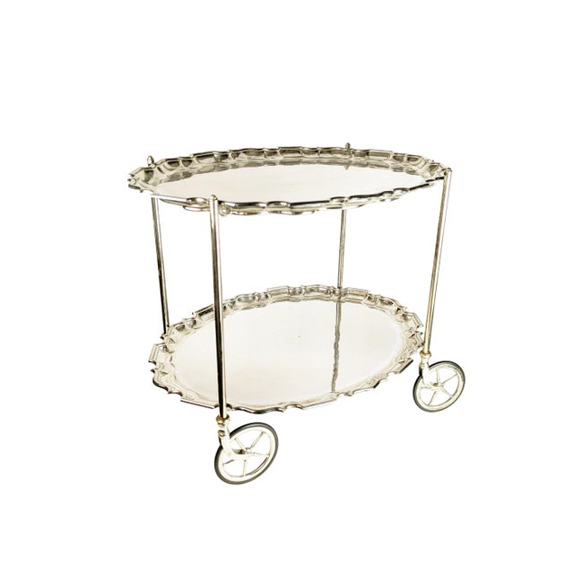 Mid-Century Italian Silver Plated Metal Trolley with Removable Trays by Carlo Mozzoni For Sale - Image 15 of 15