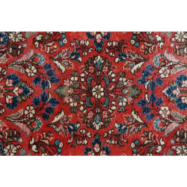 Red Vintage Hand-Knotted Oriental Wool Scatter Rug Mat Red Indigo Vase 2x2' For Sale - Image 8 of 12