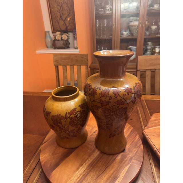 Tribal 1990s Art Stoneware Urn/ Vases 16” & 10”Tall For Sale - Image 3 of 10