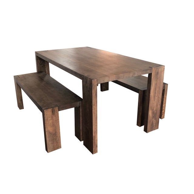 Cb2 Blox Dining Table & Benches | Chairish