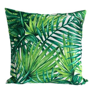 Contemporary Miami Palm Leaves Pillow Cover For Sale