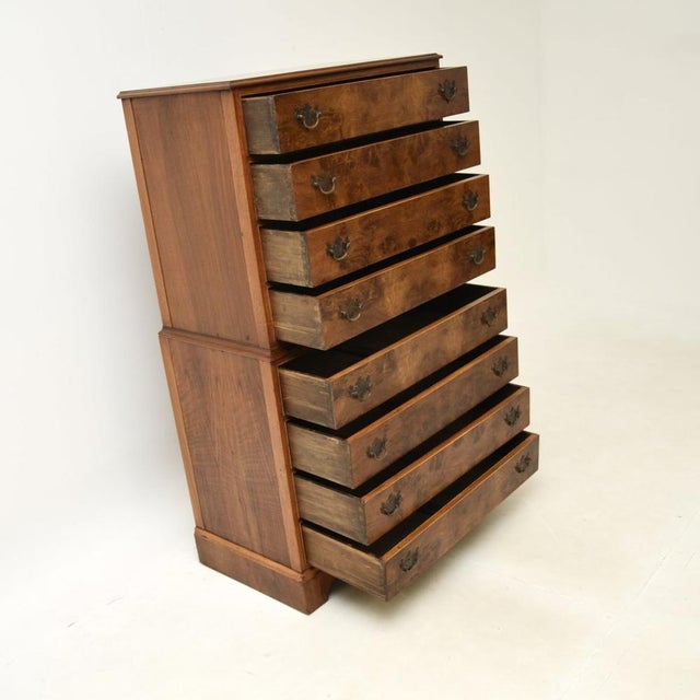 Burr Walnut Chest on Chest of Drawers, 1930s For Sale - Image 6 of 12