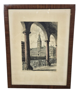 Albrecht Bruck, Town Hall in Hamburg, Etching