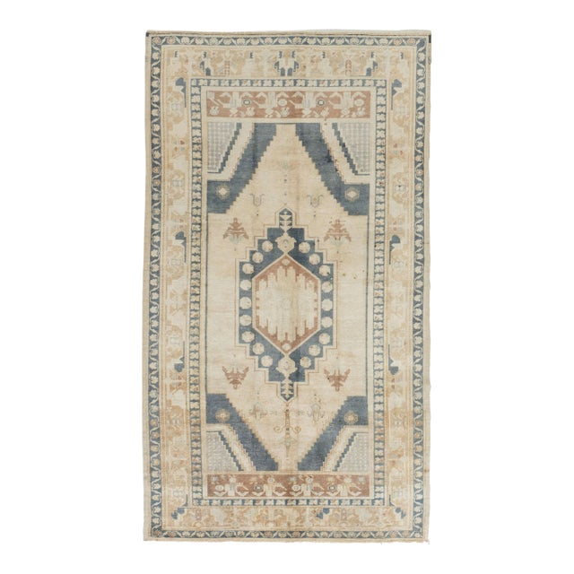 Vintage Turkish Oushak Rug 4'3 X 7'6 For Sale