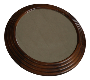 Vintage Round Wooden Decorative Wall Mirror, 1950s