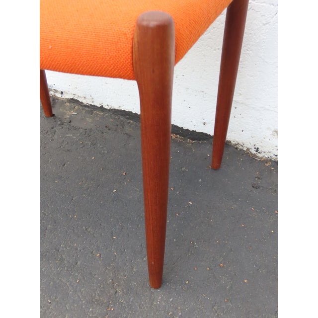 Wood Jl Moller Danish Mid Century Modern Teak Upholstered Stool 6595 For Sale - Image 7 of 12