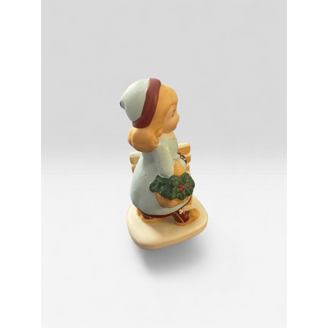 Vintage 1983 Holiday Cheer Girl on Bench Porcelain Figurine For Sale - Image 4 of 5