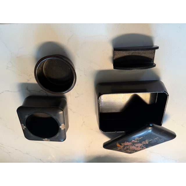 Paint Antique Japanese Lacquerware Smoking Set For Sale - Image 7 of 9