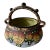 Vintage BFS Czechoslovakia Art Deco Hand Painted Pottery Bowl With Handle Leaf and Berry Design For Sale