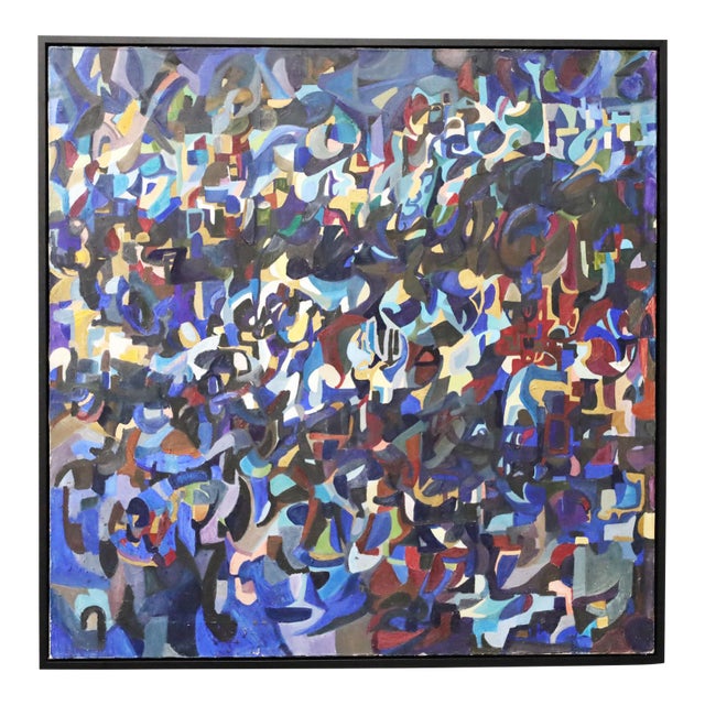 Large Mid Century Abstract Oil on Canvas Signed and Dated, 1971 For Sale