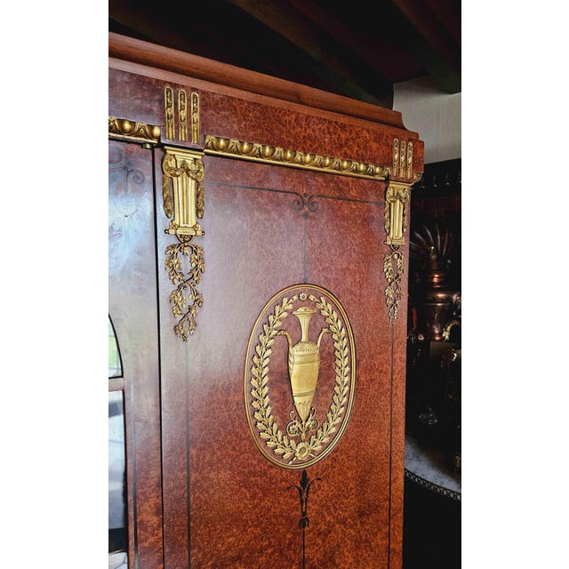 Brown Four-Door Marquetry and Gilded Bronze Bookcase For Sale - Image 8 of 18