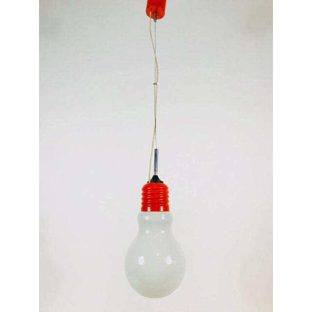 1970s 1970s Mid-Century Modern Italian Bulb Shape and Red Metal Pendant Lamp, Italy For Sale - Image 5 of 12