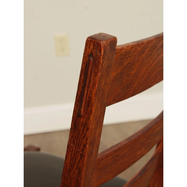 Mission Antique Oak and Leather Children's Rocking Chair For Sale - Image 10 of 13