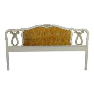 French Painted Upholstered King Size Headboard For Sale