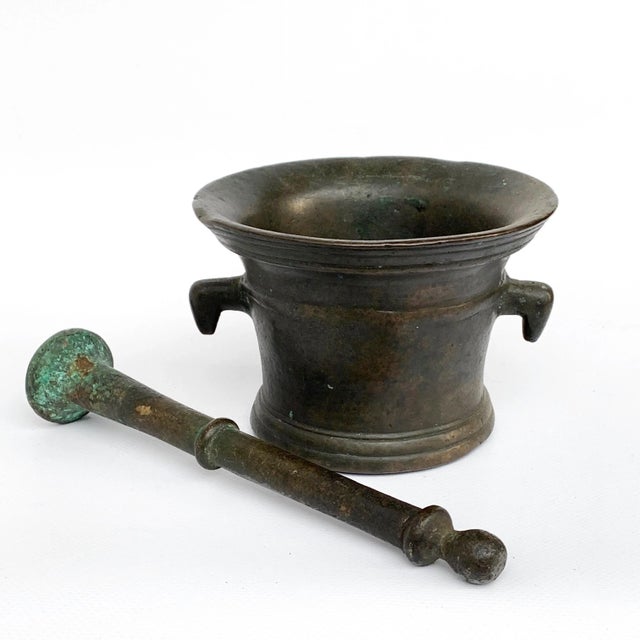Antique Italian Bronze Mortar and Pestle, Set of 2 For Sale - Image 4 of 8