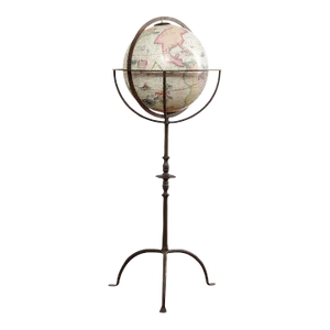 Vintage Spanish Baroque Style Globe on Iron Stand