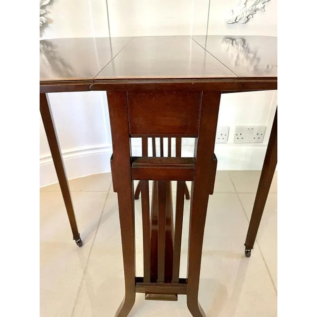 Antique Edwardian Mahogany Inlaid Sutherland Table, 1900s For Sale - Image 9 of 11