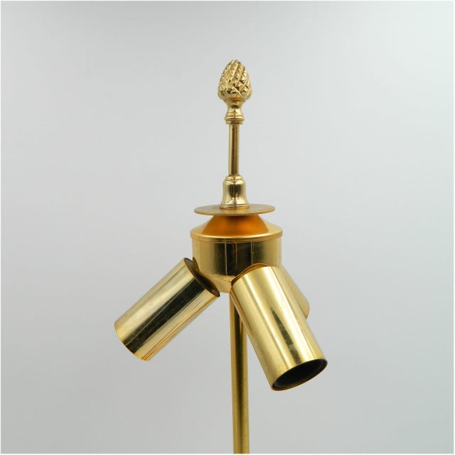 Brass Table Lamp with Golden Leaves by Boulanger, 1970s For Sale - Image 4 of 11