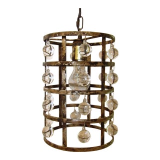 Arhaus La Cage Silver Clay Finish Pendant Lamp For Sale
