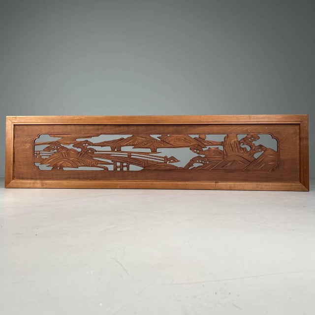Wooden Ranma Temple Mountain Landscape, Japan, 1920s For Sale - Image 15 of 15