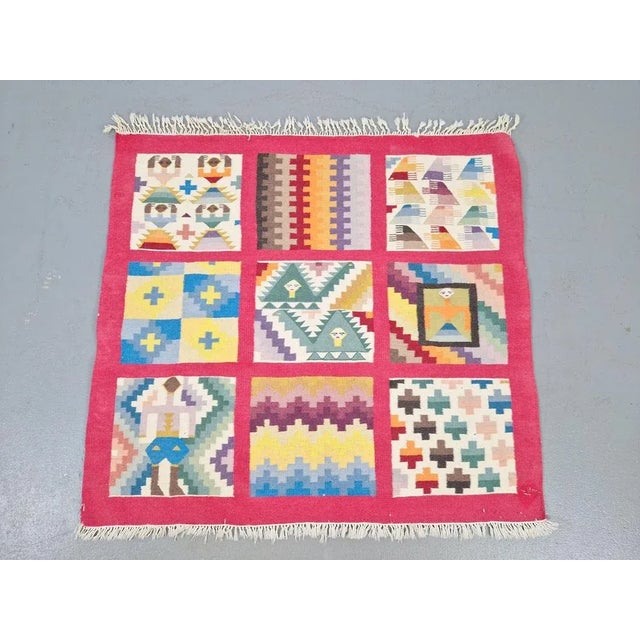 1960s Vintage Abstract Kilim Wall Hanging Rug, 1960s For Sale - Image 5 of 5