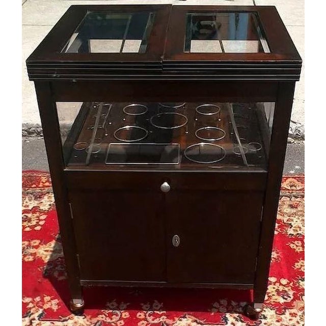 Vintage Bar Cart With Pop Up Center and Beveled Glass Chairish