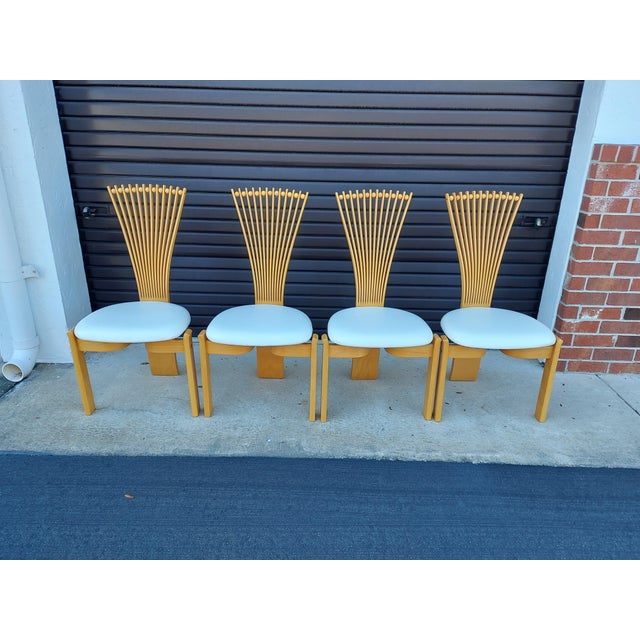 Set of Four Matching 1980's 'Totem' Fan Back Dining Chairs by Torstein