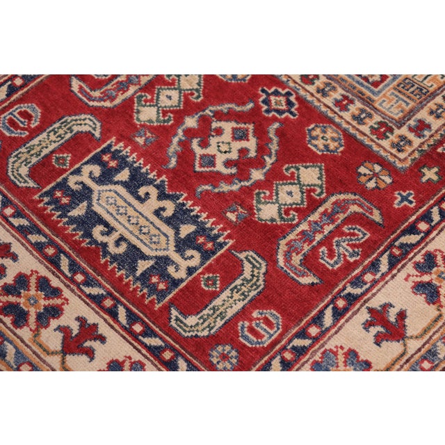 Shabby Chic Southwestern Kazak Red/Beige Wool Rug - 3'1''x5'0'' For Sale - Image 3 of 10