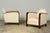 Pair of 1930s French Art Deco Oak Lounge Chairs in Blue Striped Fabric For Sale - Image 16 of 17