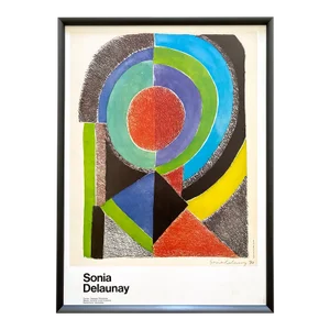 Sonia Delaunay Vintage 1979 Modernist Lithograph Print Framed Paris Exhibition Poster " d'Apres Avec Moi-Meme, Eau-Forte " 1970