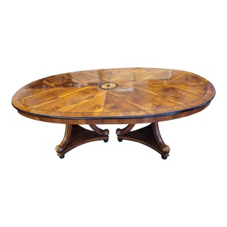 1990s Neoclassical Double Pedestal Inlay Dining Table For Sale