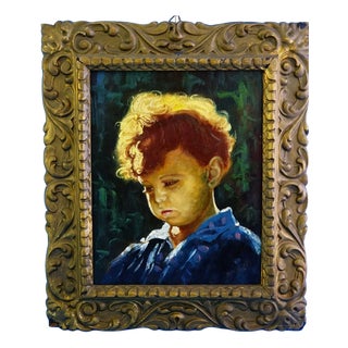 Hannibal De Bellis, Portrait of a Child's Face, 1920s, Oil Painting on Panel, Framed For Sale