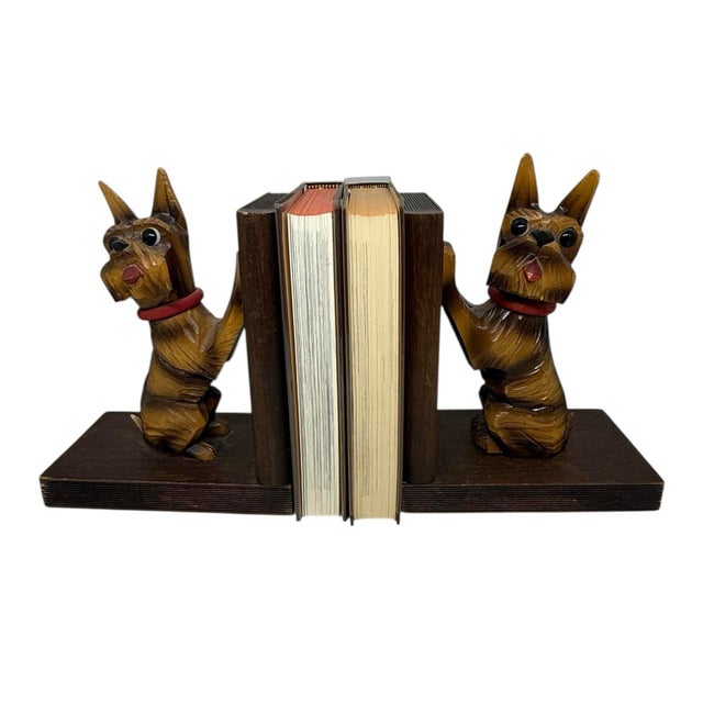 Hand-Carved Mid-Century Scottish Terrier Bookends – Vintage Whimsy For Sale - Image 12 of 12