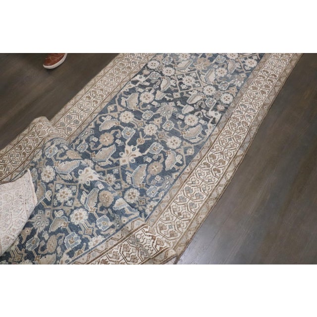Textile Blue Gray Vintage Persian Hamedan Runner rug no.j4755 For Sale - Image 7 of 7