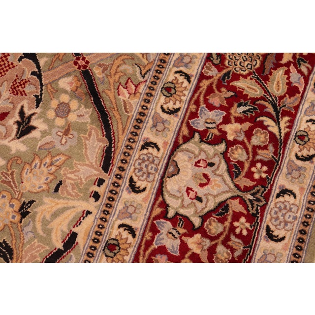 Shabby Chic 1990's Pak-Persian Green/Red Wool Rug - 6'1'' X 9'0'' For Sale In New York - Image 6 of 9