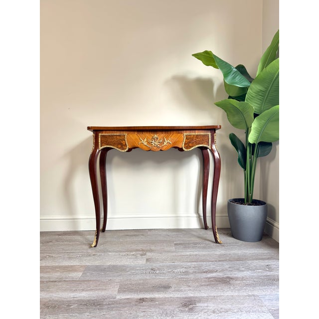 Vintage French Louis XV Style Marquetry Console Table, 1930s For Sale - Image 11 of 11