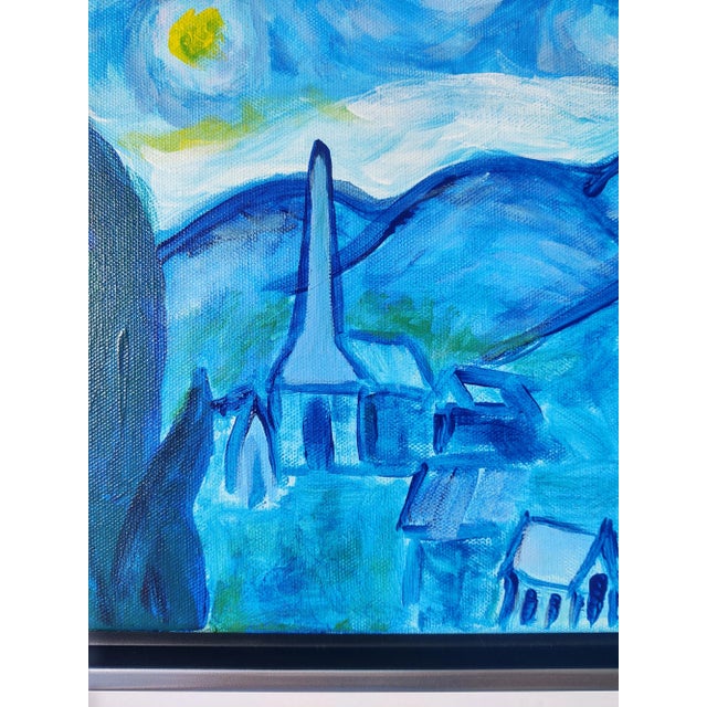 "A Tribute to Van Gogh's Starry Night" Contemporary Post-Impressionist Landscape Painting by Linda McDonough, Framed For Sale - Image 12 of 13