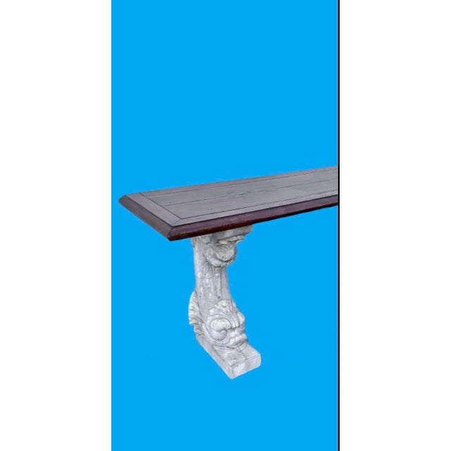 Wood Century Furniture Stone Base Koi Fish Console Table For Sale - Image 7 of 12