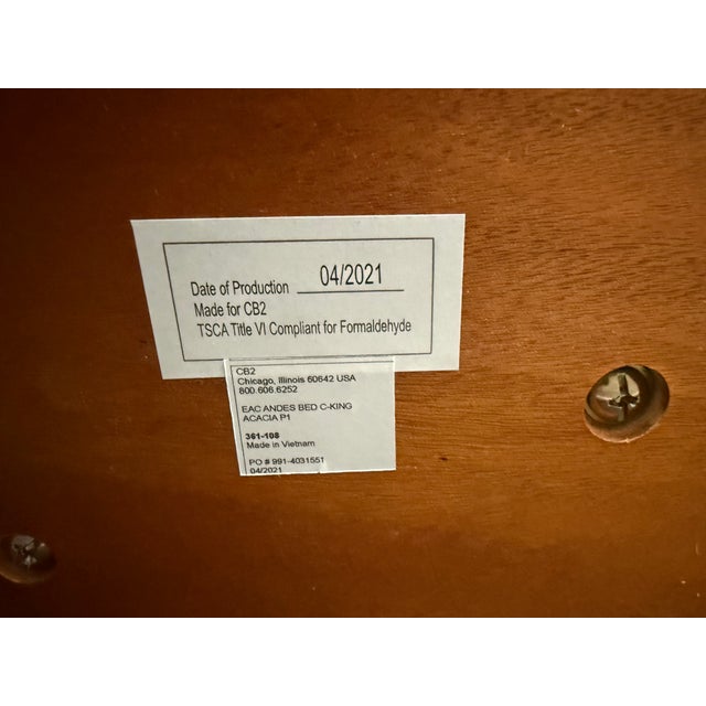 King Size Mark Daniel for Cb2 Andes Acacia Wood Platform Bed + Nightstands For Sale - Image 9 of 12