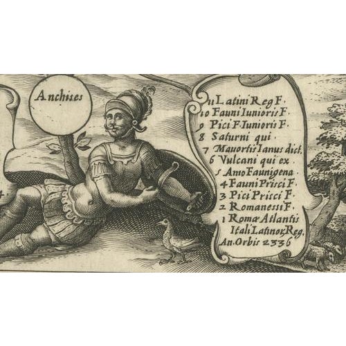 Genealogy of the Founders of Rome Engraving by Giacomo Lauro, 1612 For Sale - Image 9 of 10