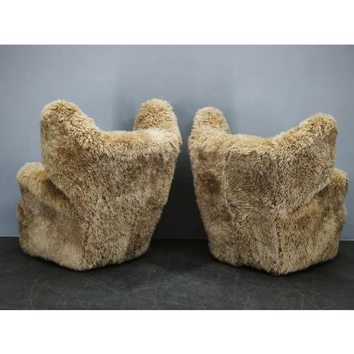 1930s Monumental Art Deco Skandilock Sheepskin Wingback Chairs 1930s, Set of 2 For Sale - Image 5 of 14