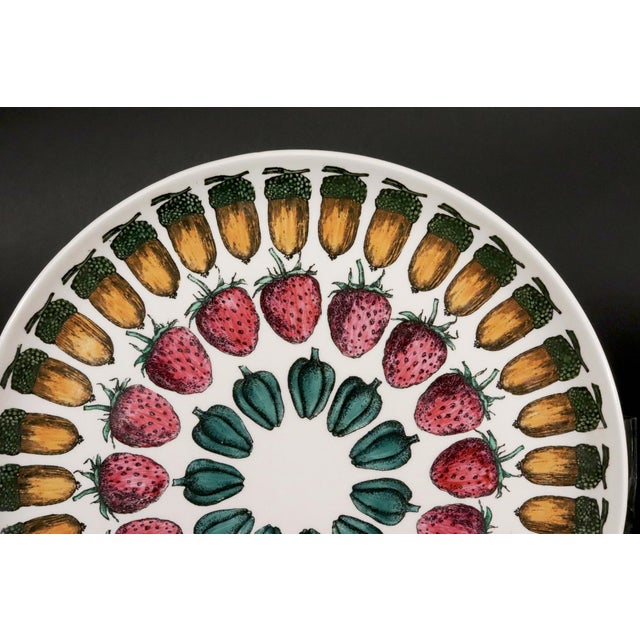 Mid-Century Modern Piero Fornasetti Ceramic Plate With Giostra Di Frutta Pattern, Number 5 in Series For Sale - Image 3 of 5