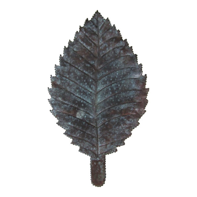 Vintage Maitland-Smith Verde Green Brass Pointed Leaf Centerpiece Tray For Sale