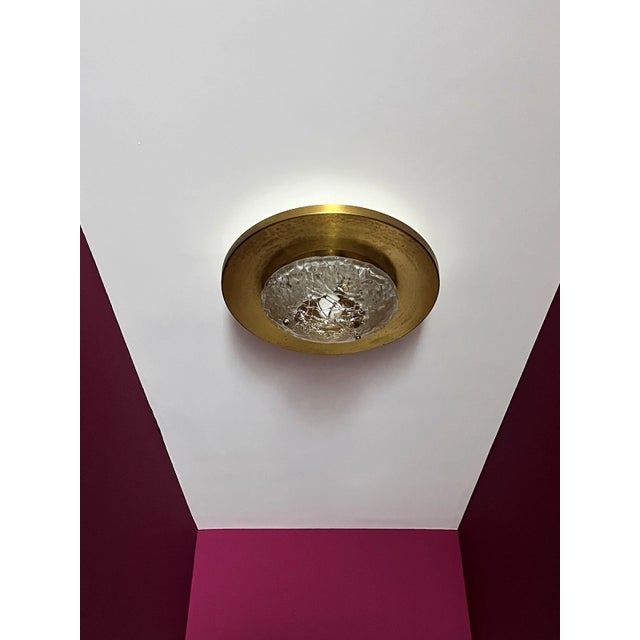 Metal Italian Flush Mounts in Brass by Angelo Brotto for Esperia, 1970s, Set of 2 For Sale - Image 7 of 18