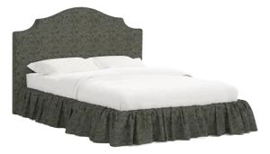 Stoffer Home x Cloth & Company Thelma Ruffle Platform Bed in Geogian Vine Olive and Slate, Full/Double