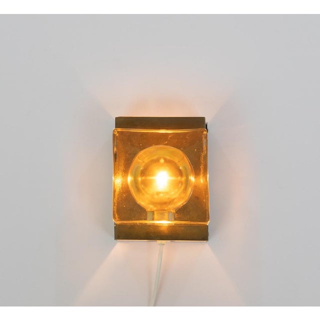 Gold Maritim Glass and Brass Wall Lamp from Vitrika, 1970s For Sale - Image 6 of 8