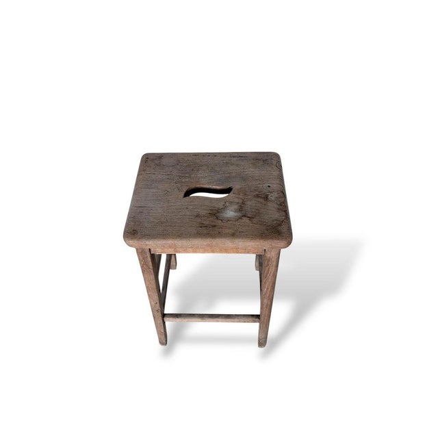 Rustic Oak and Pine Bar Stool For Sale - Image 4 of 8