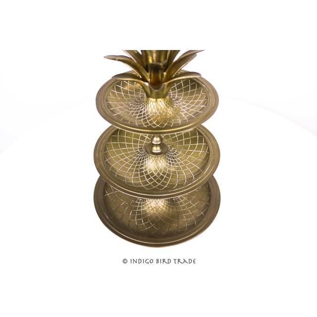 Mid-Century Modern Vintage Brass 3 Tier Pineapple Tray Display Stand For Sale - Image 3 of 5